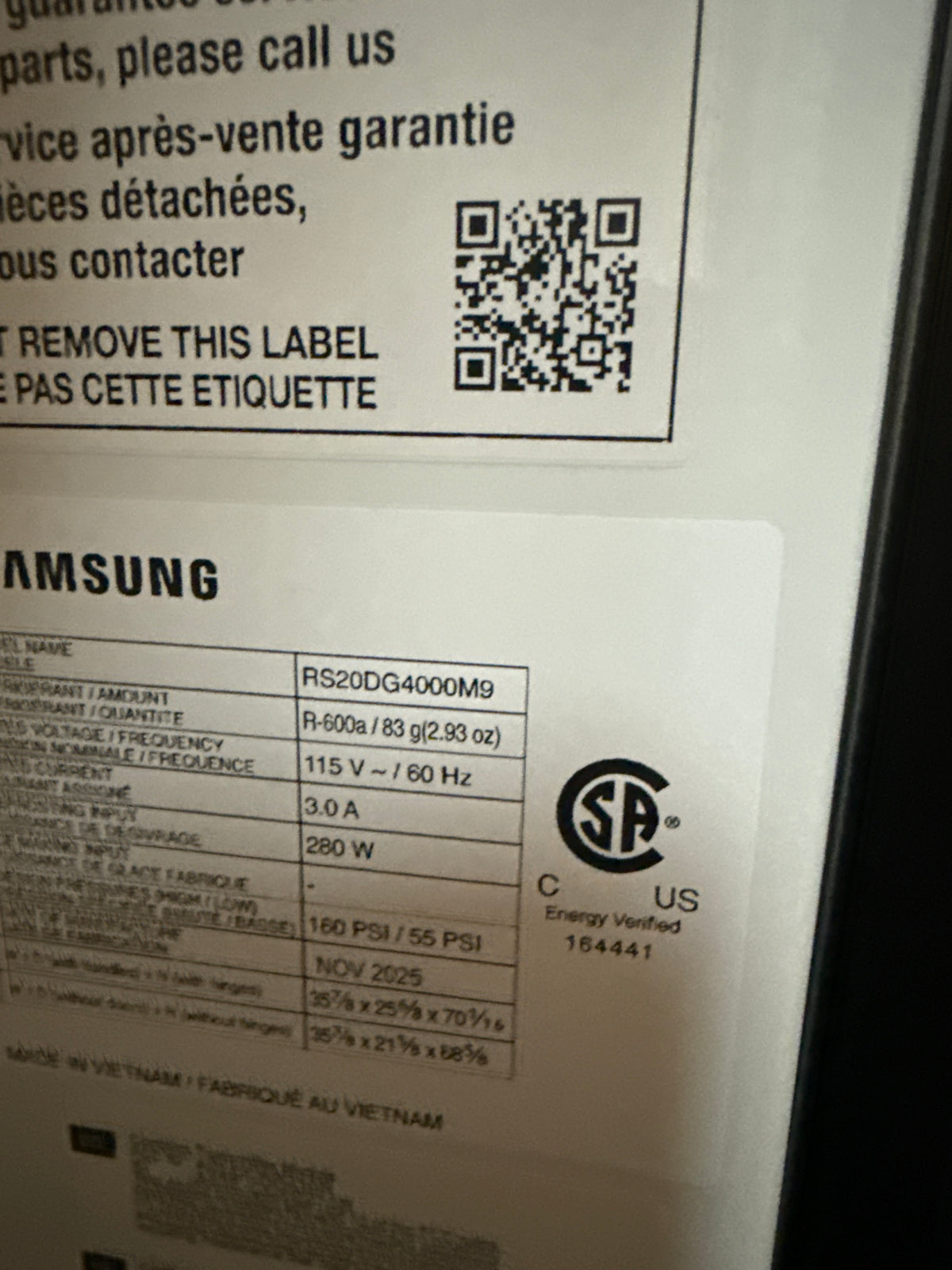 Réfrigérateur à congélateur juxtaposé 20 pi³ 36 po de Samsung (RS20DG4000M9AA) - Aspect acier inoxydable