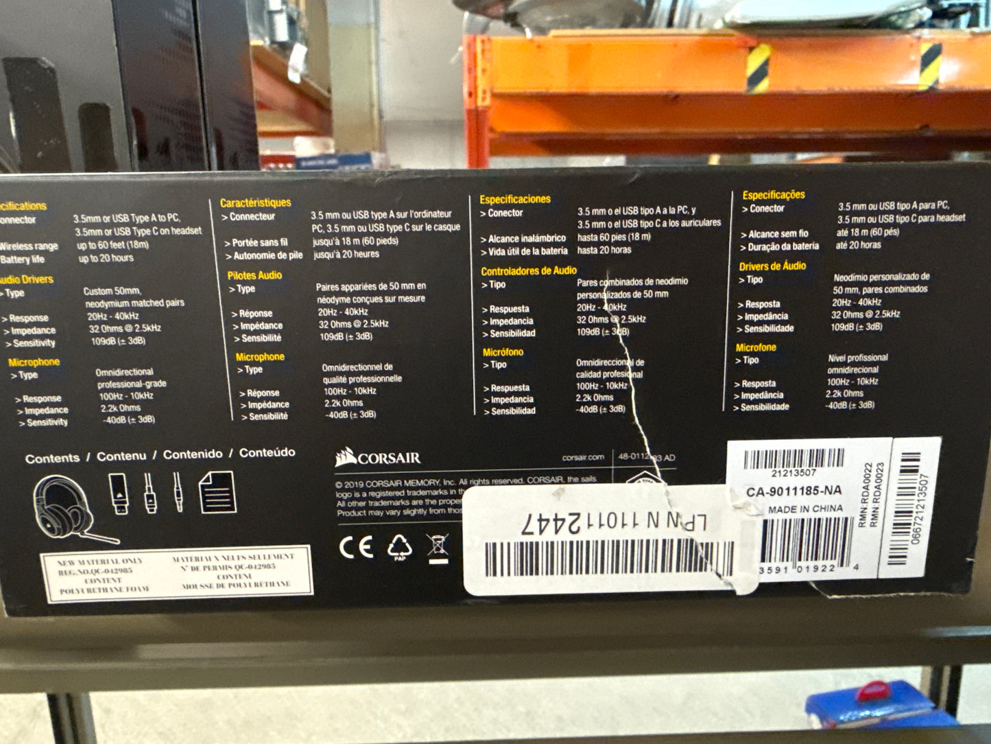 Casque de jeu sans fil avec microphone RVB Virtuoso de Corsair - Carbone