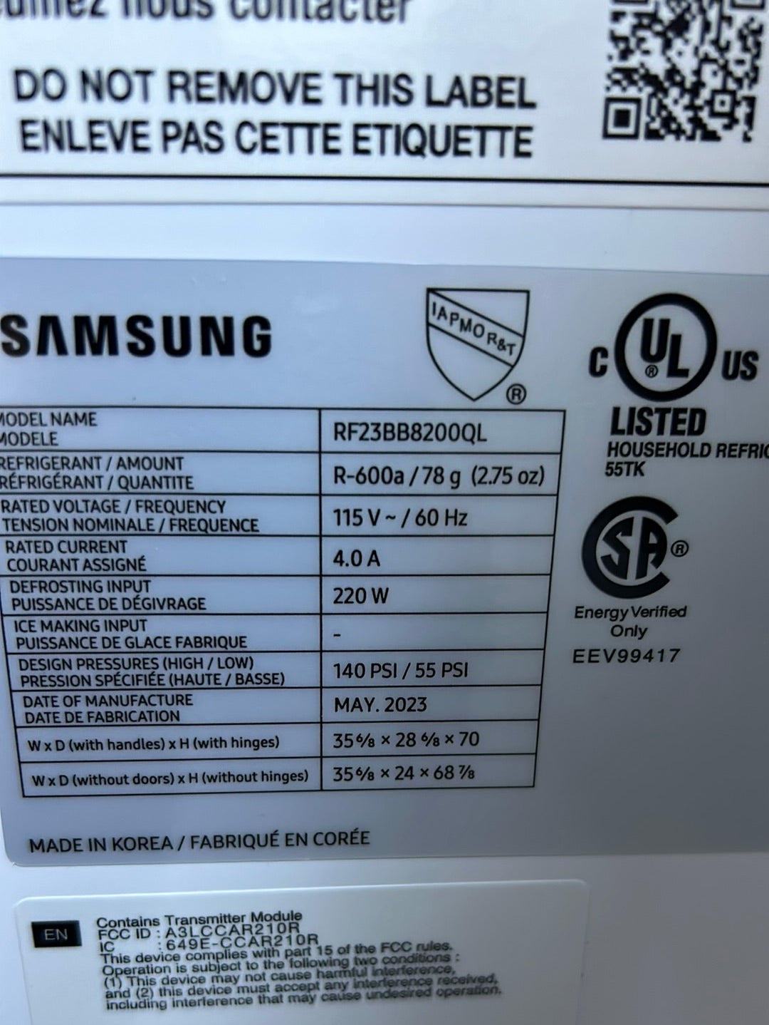 Réfrigérateur à 4 portes de 22,8 pi³ et de 36 po avec distributeur d'eau BESPOKE de Samsung (RF23BB8600QLAA) - Acier inoxydable