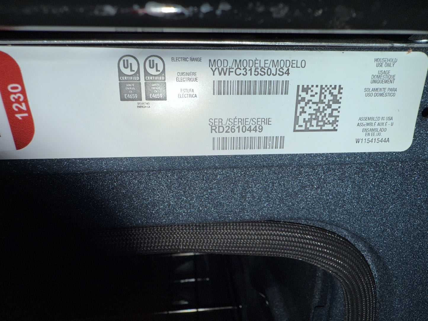 Cuisinière électrique serpentins autonome four autonett. 4,8 pi³ 30 po Whirlpool (YWFC315S0JS)- Inox