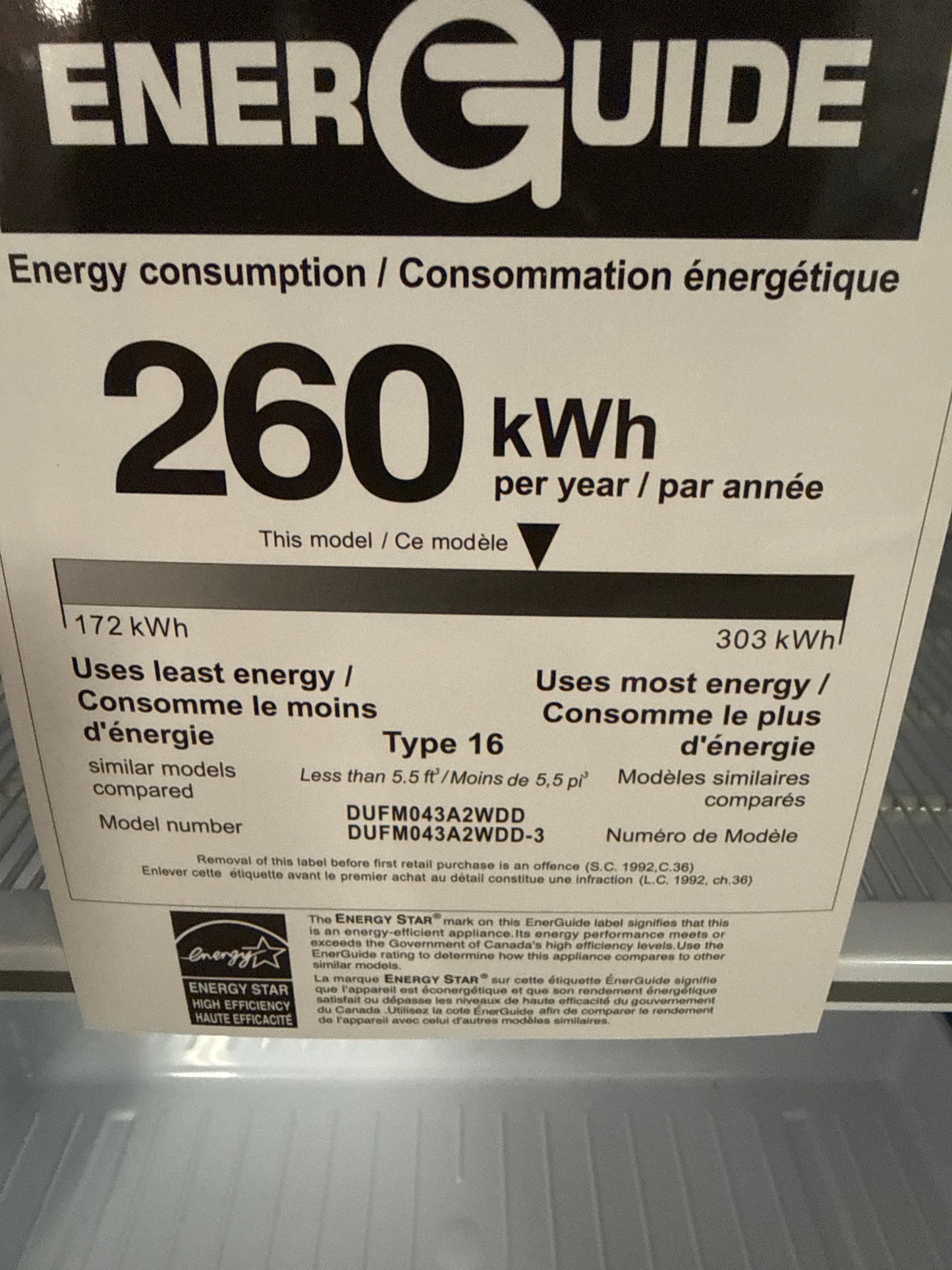 cONGÉLATEUR VERTICAL Danby Designer DUFM043A2WDD 4,3 pi3 en blanc