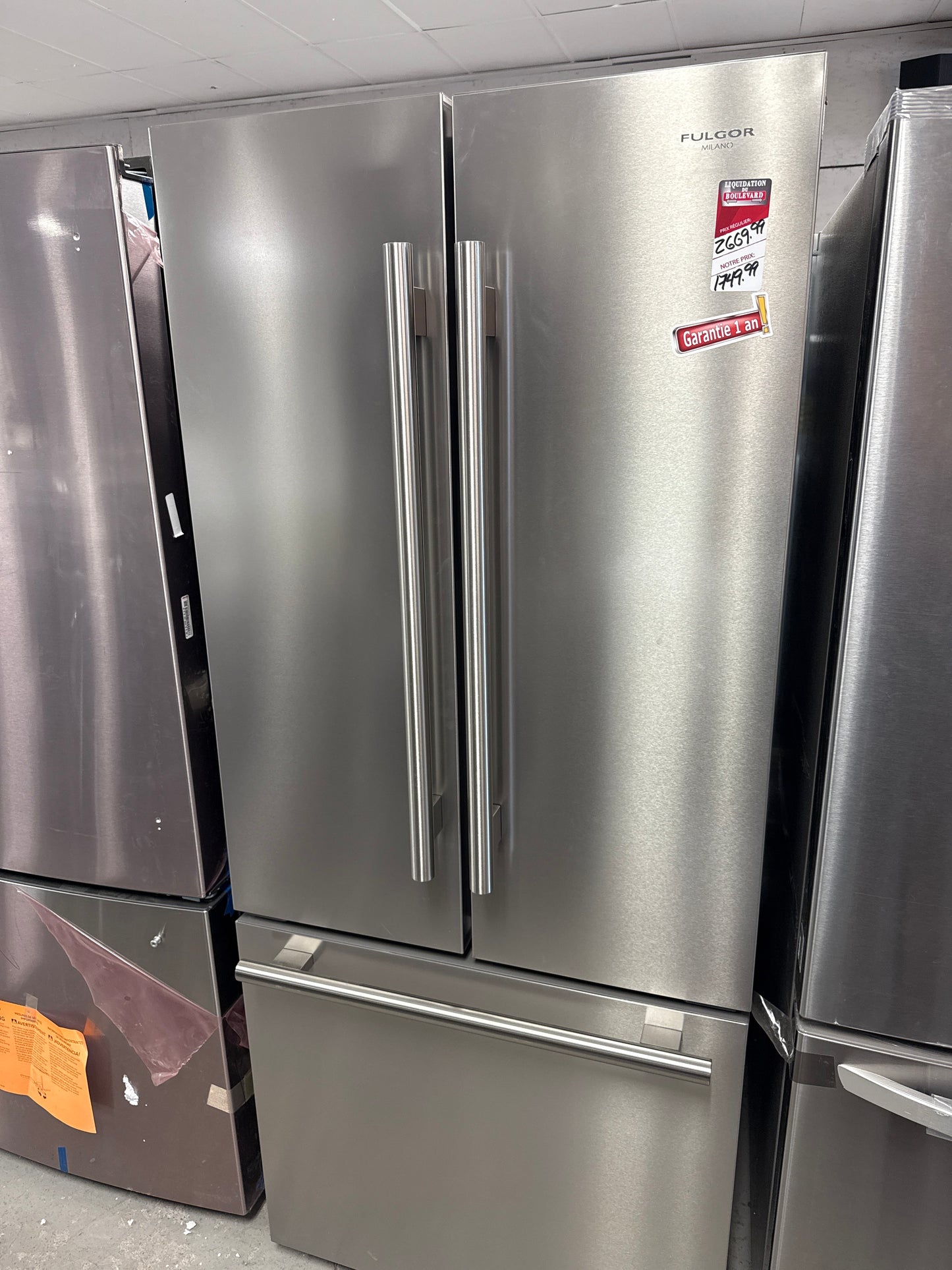 Réfrigérateur FULGOR MILANO 17.5 Pi. cu. Portes françaises Inox FM4FBM30SS