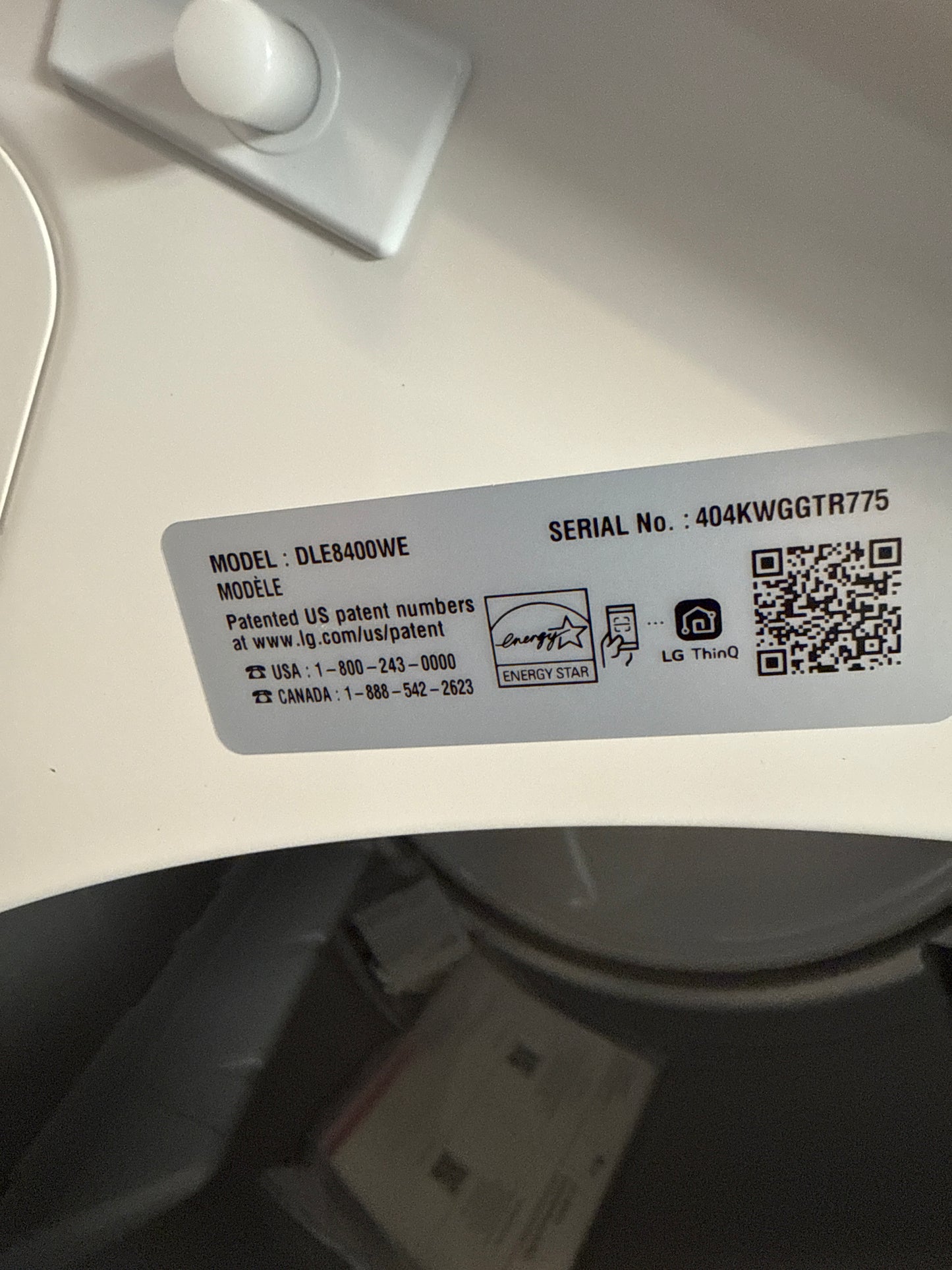 Sécheuse électrique de 7,3 pi³ de LG (DLE8400WE) - Blanc alpin