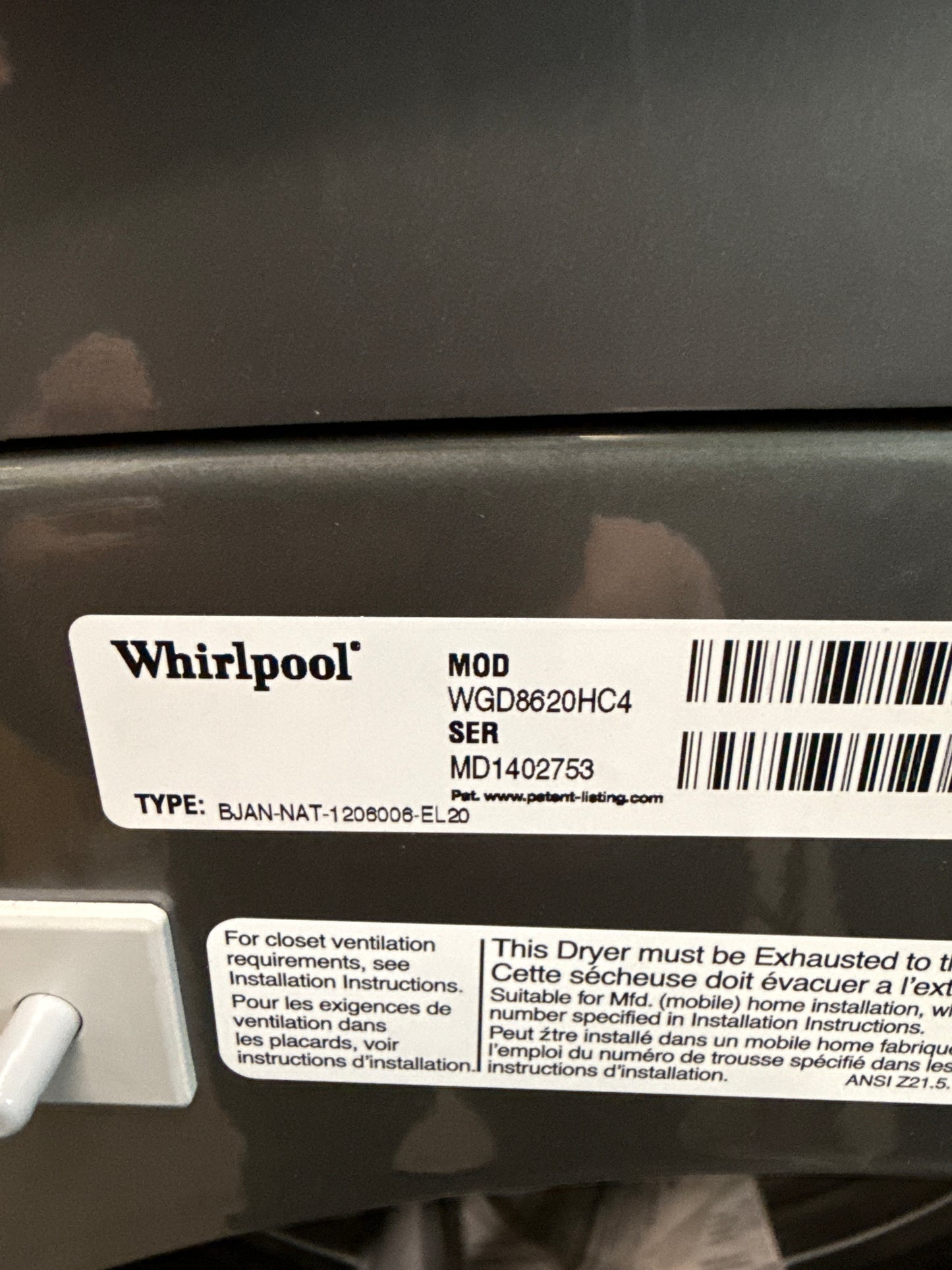 Sécheuse à gaz à vapeur de 7,4 pi³ de Whirlpool (WGD8620HC) - Ombre chromée