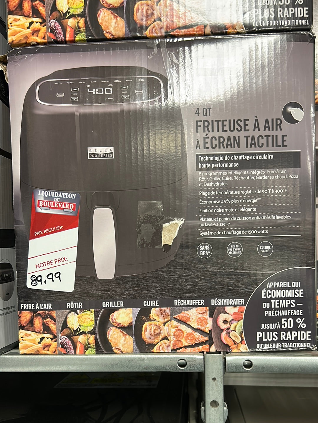 Friteuse à air chaud à écran tactile Bella Pro - 3,8 l (4 pte) - Noir mat
