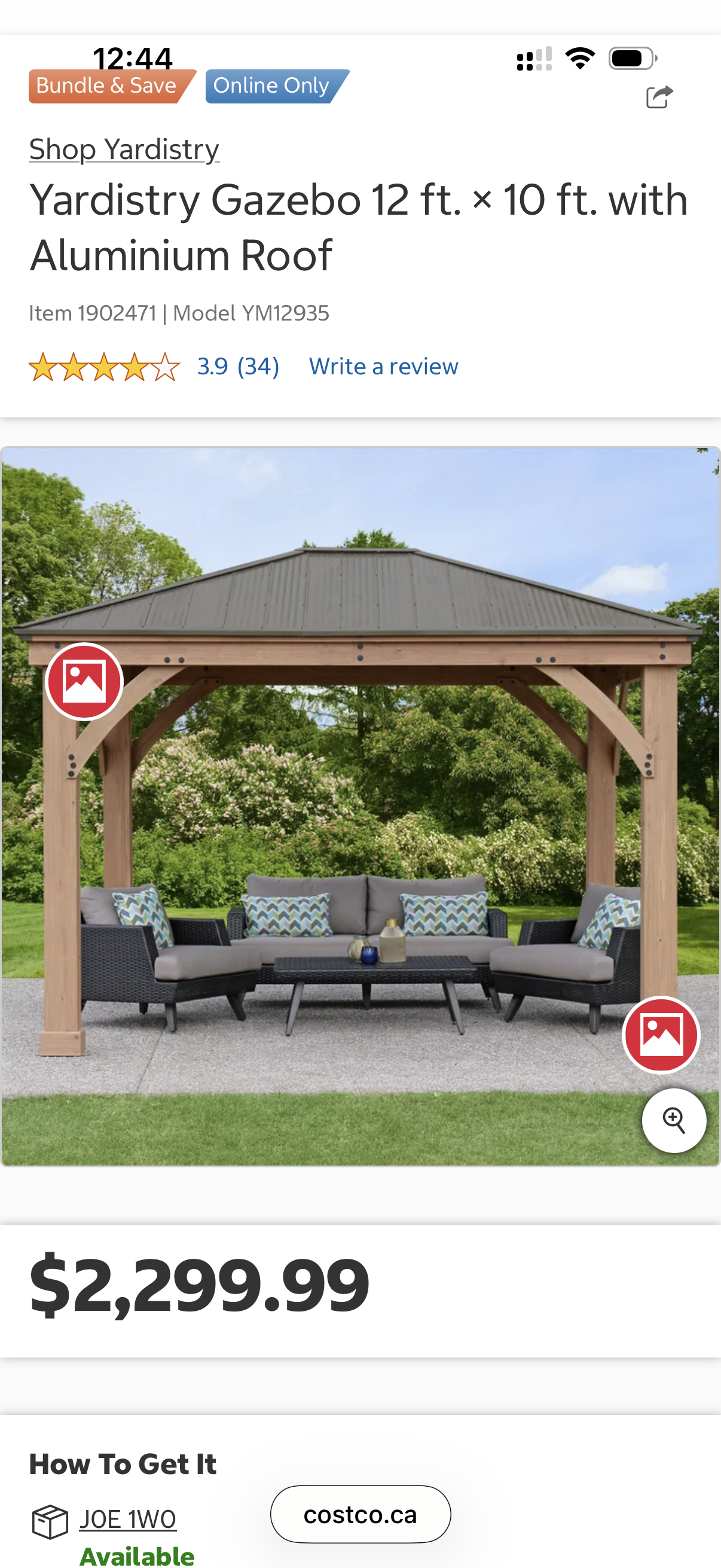 Yardistry – Pavillon de jardin 12 pi × 10 pi à toit en aluminium