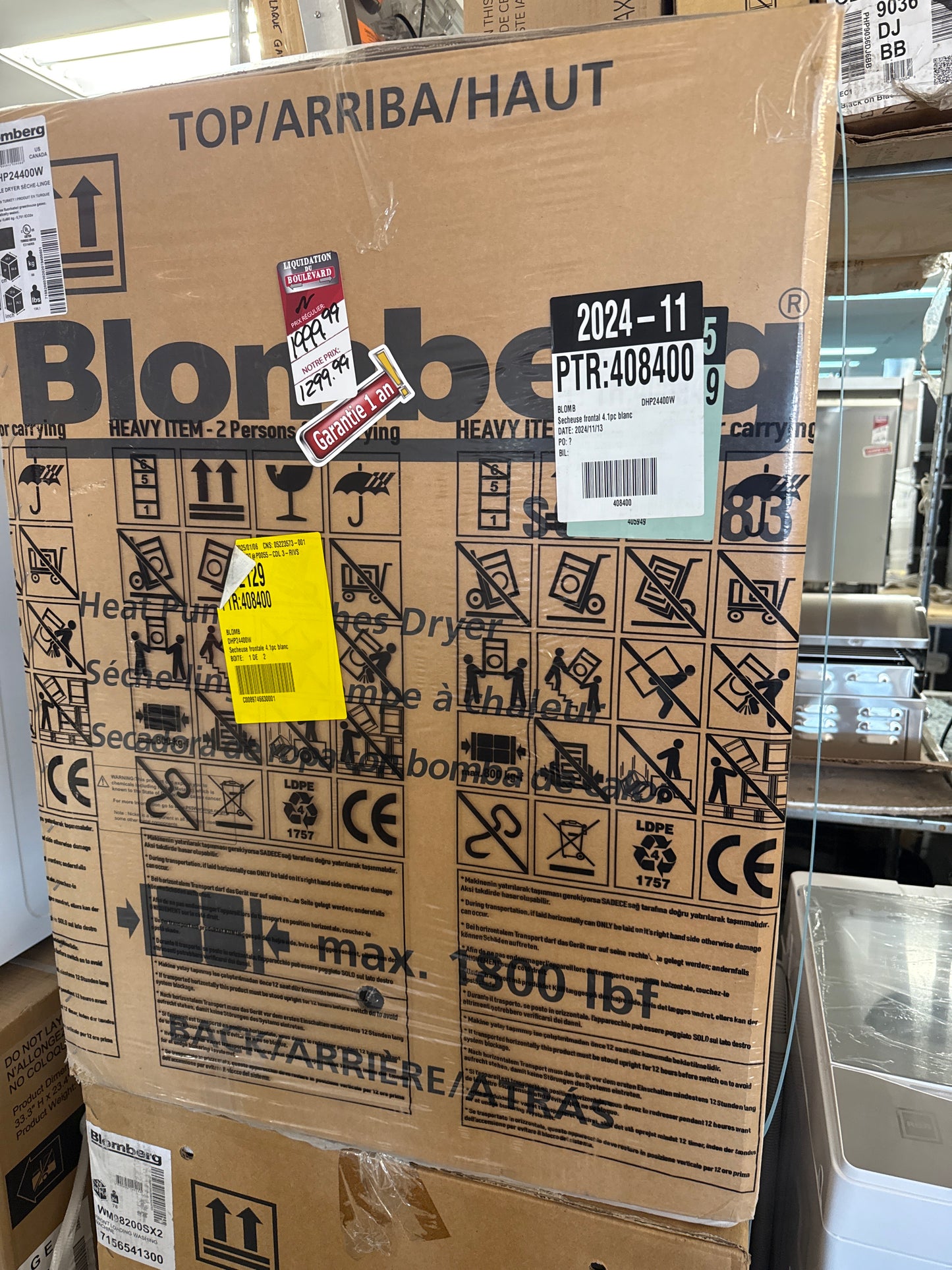 BLOMBERG Sécheuse frontale électrique de 4,1 pi cu avec cuve en acier inoxydable DHP 24400W
