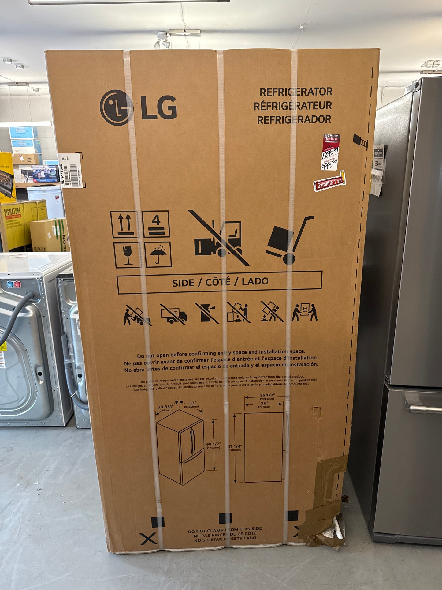 Réfrigérateur à congélateur inférieur 22,1 pi³ 30 po de LG (LRDNS2200S) - Acier inoxydable