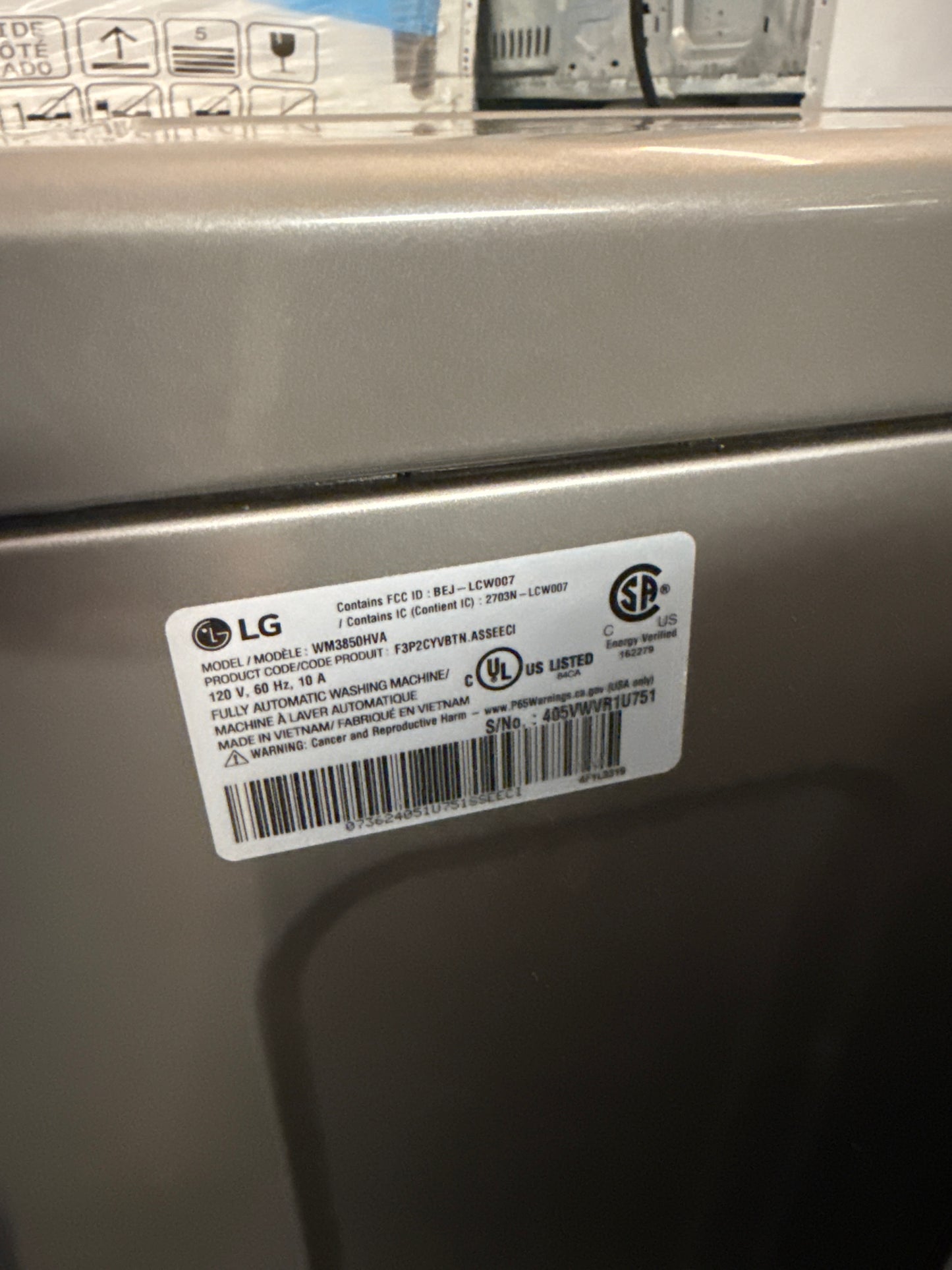 Laveuse à vapeur à chargement frontal de 5,2 pi³ de LG (WM3850HVA) - Acier graphite