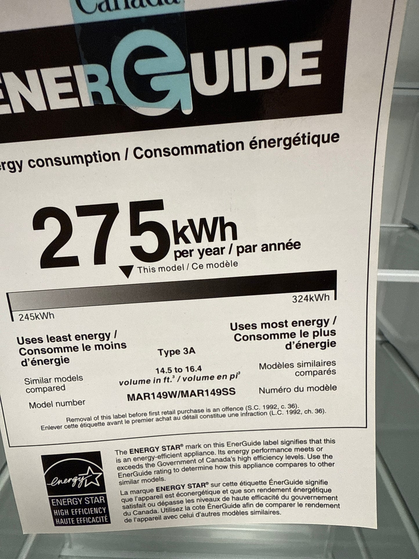 Marathon - Réfrigérateur 14.9 Pi. cu. Sans congélateur Inox MAR149SS