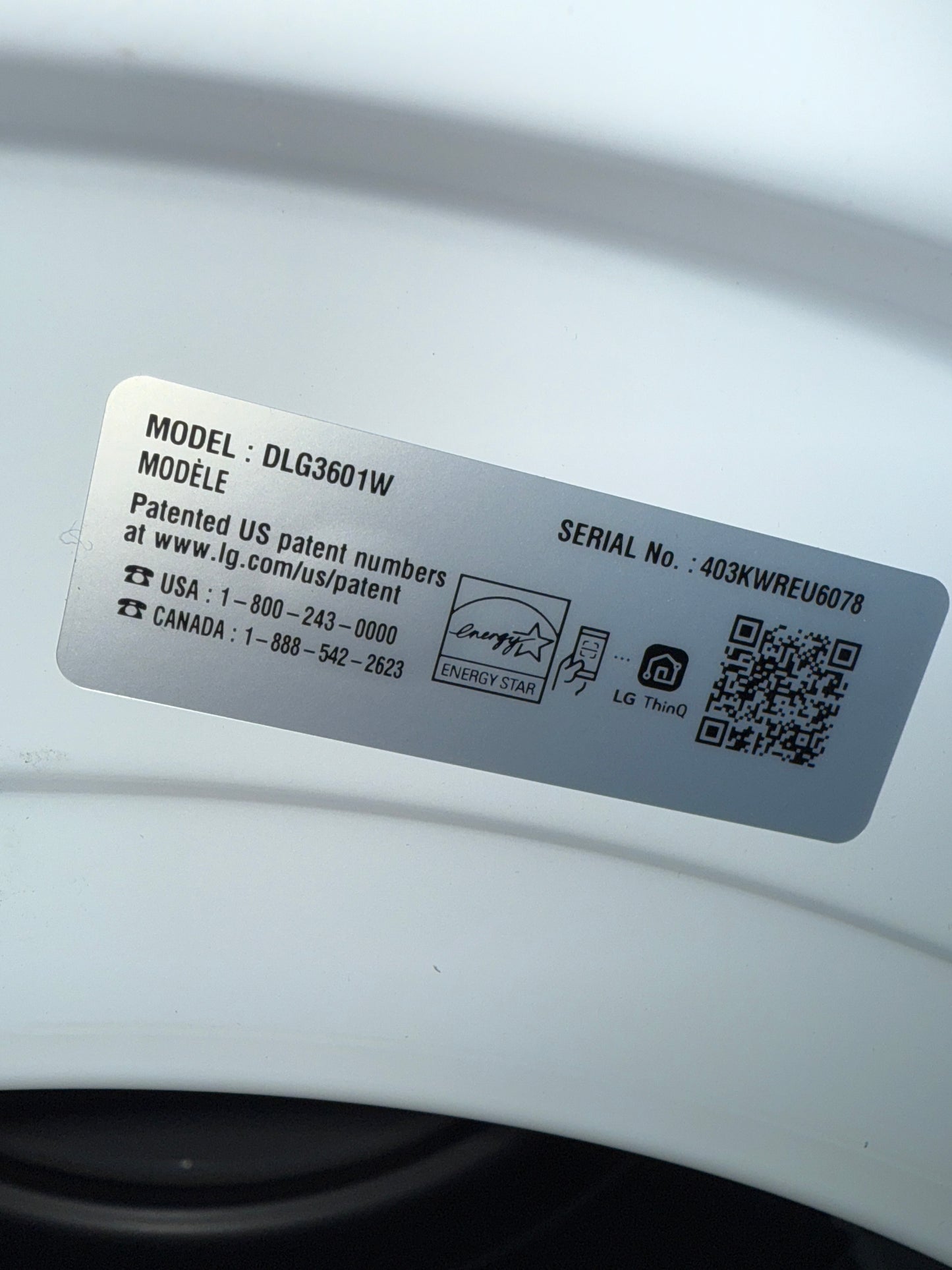 Sécheuse à gaz de 7,4 pi³ de LG (DLG3601W) - Blanc