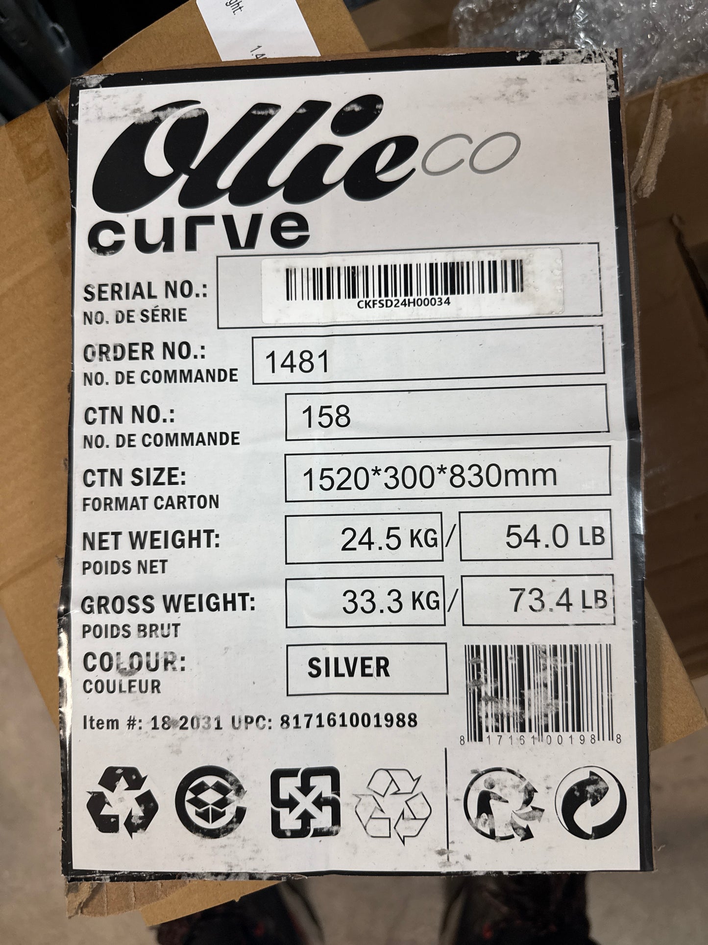 Vélo de ville électrique à cadre bas Curve d'Ollie (moteur 500 W/autonomie 56 km/vitesse maximale 32 km/h) - Argenté