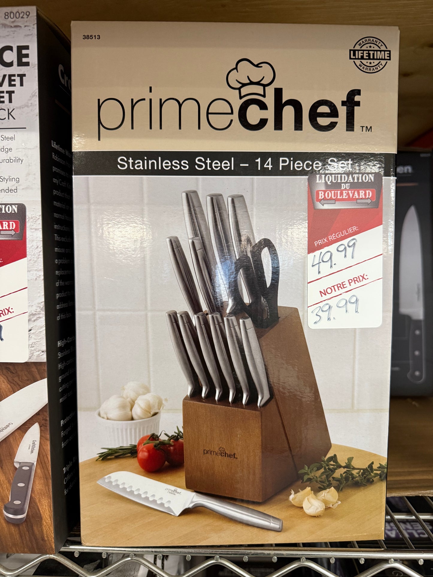 Ensemble de couteaux 14 pièces en acier inoxydable avec porte-couteaux, 38513 PrimeChef