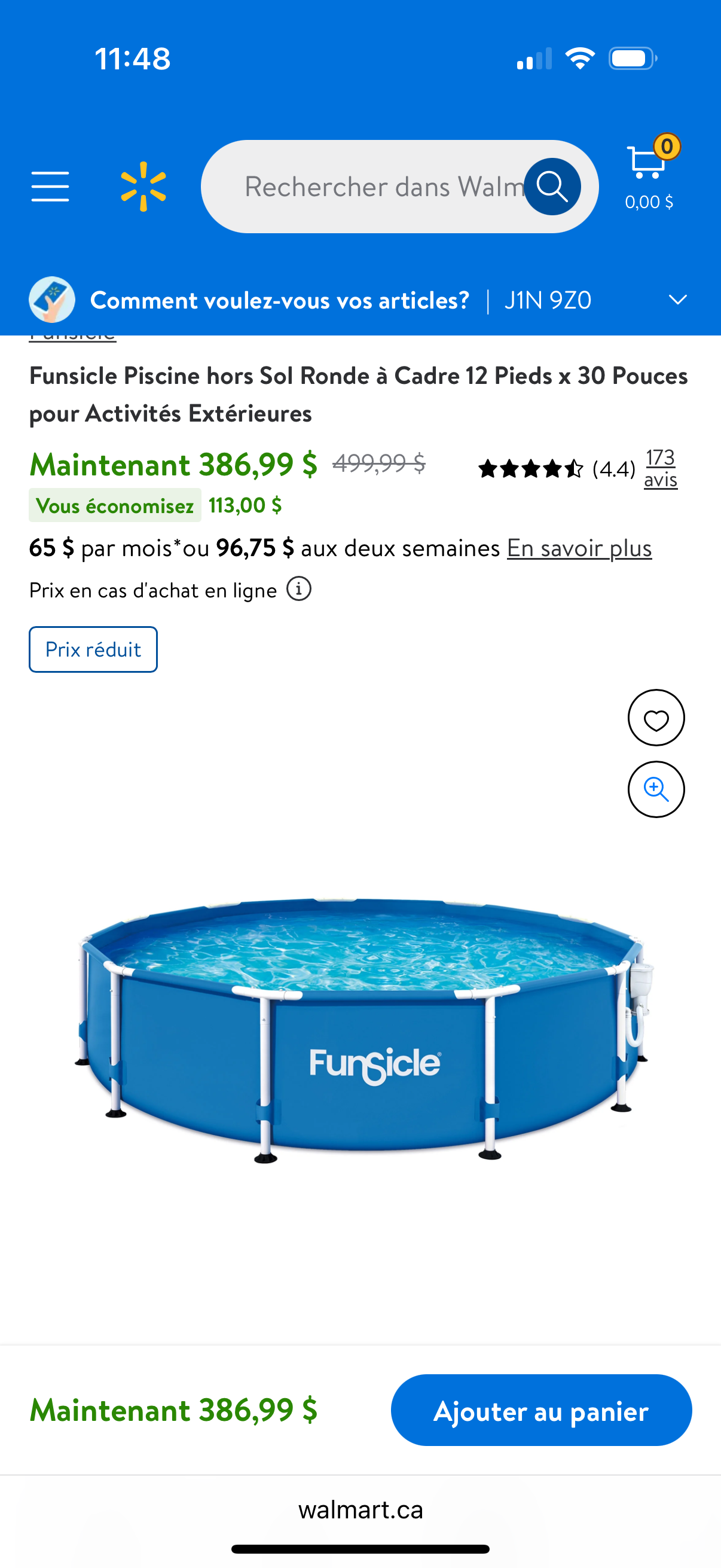 Funsicle Piscine hors Sol Ronde à Cadre 12 Pieds x 30 Pouces pour Activités Extérieures