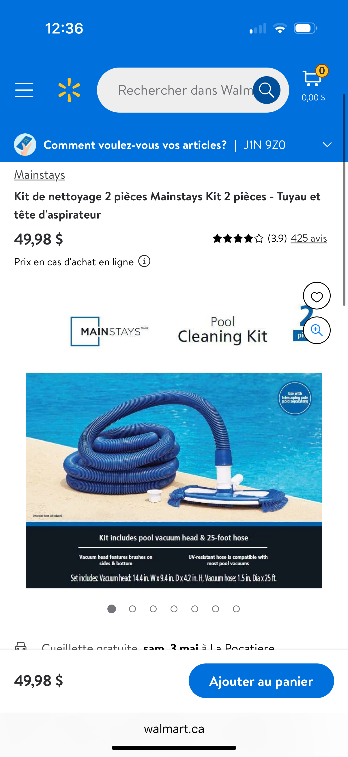 Kit de nettoyage 2 pièces Mainstays Kit 2 pièces - Tuyau et tête d'aspirateur
