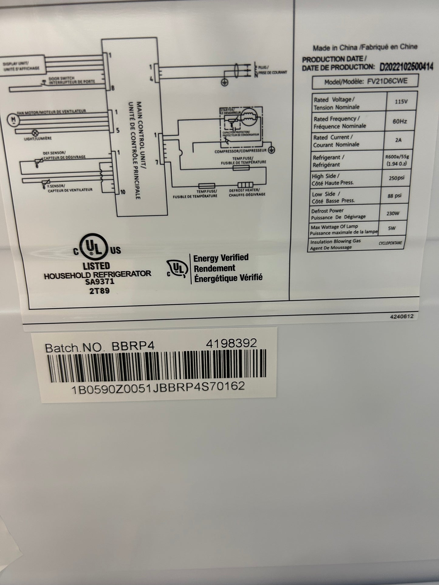 Congélateur vertical 21.2 pi3 Hisense FV21D6AWE