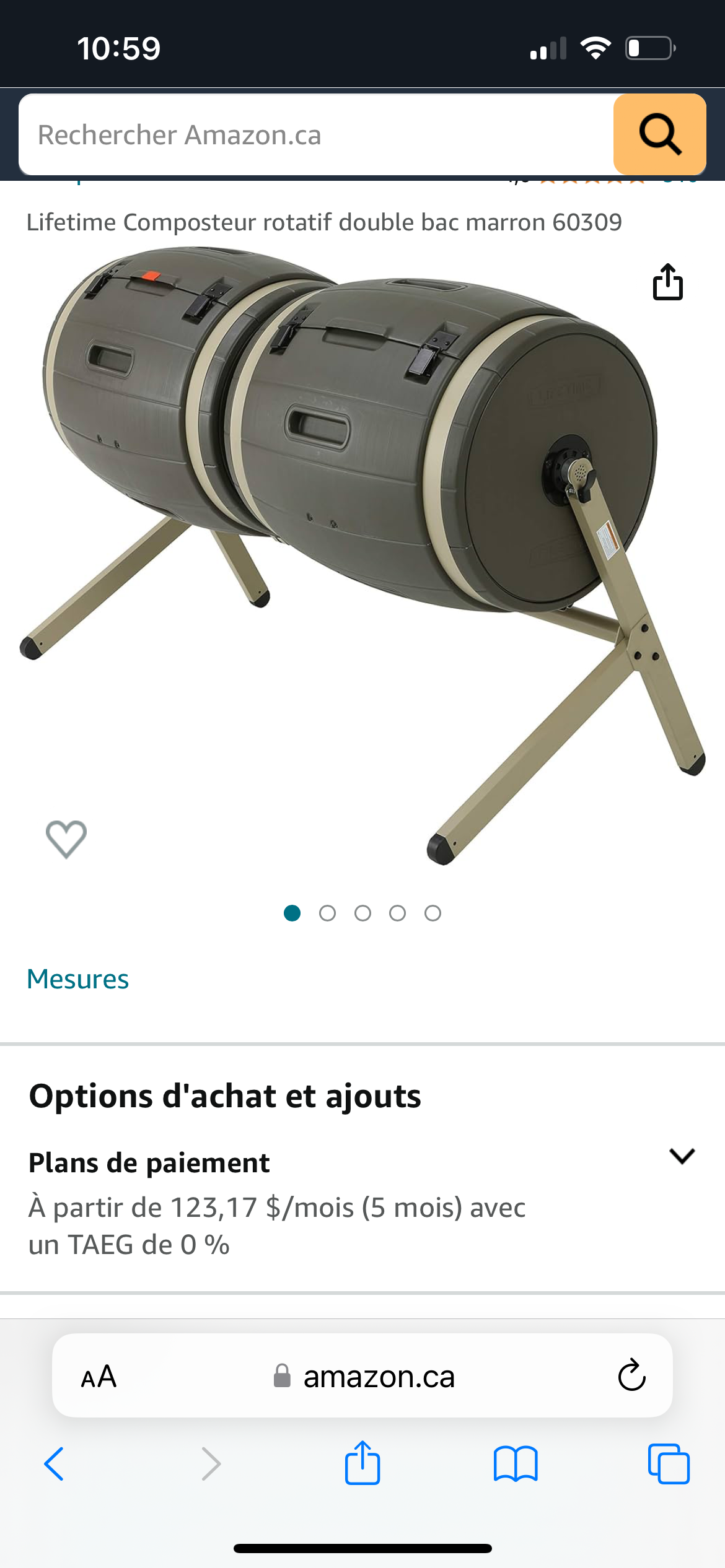 Lifetime Composteur rotatif double bac marron 60309