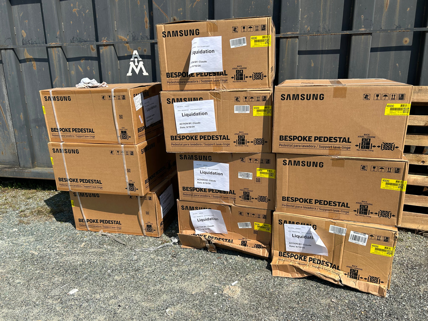 Samsung BESPOKE Piédestal de buanderie à chargement frontal sur mesure avec tiroir de rangement en bleu marine WE502ND