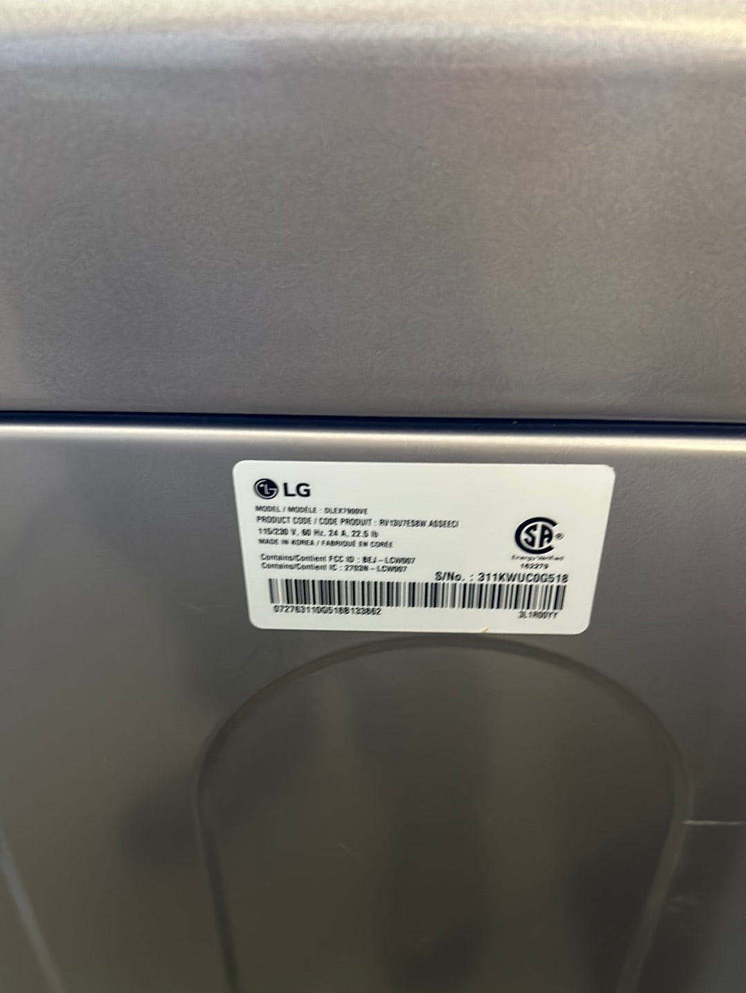 Sécheuse électrique à vapeur de 7,3 pi³ de LG (DLEX7900VE) - Acier graphite