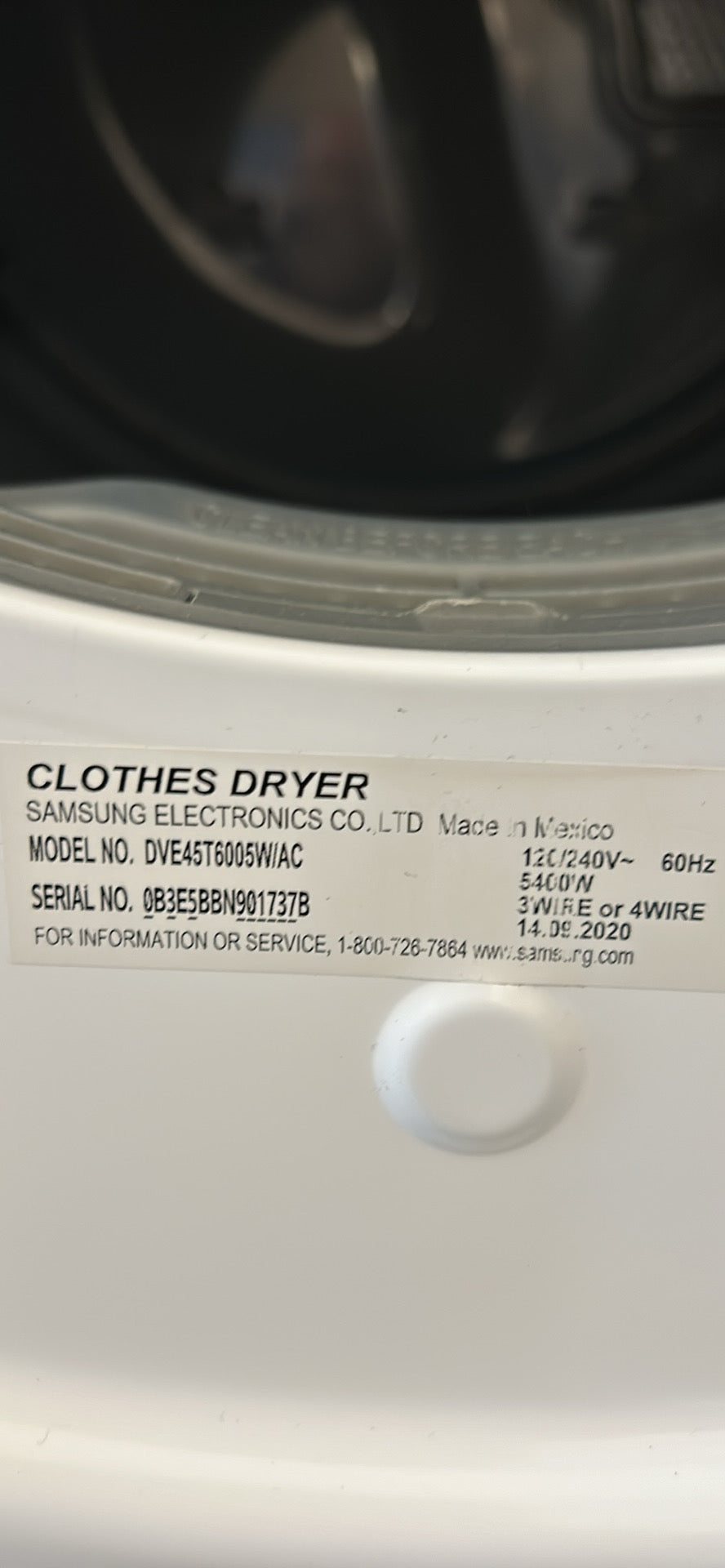 Laveuse WF45T6000AW chargement frontal haute efficacité 5,2 pi³/sécheuse DVE45T6005W électrique 7,5 pi³ de Samsung - Blanc