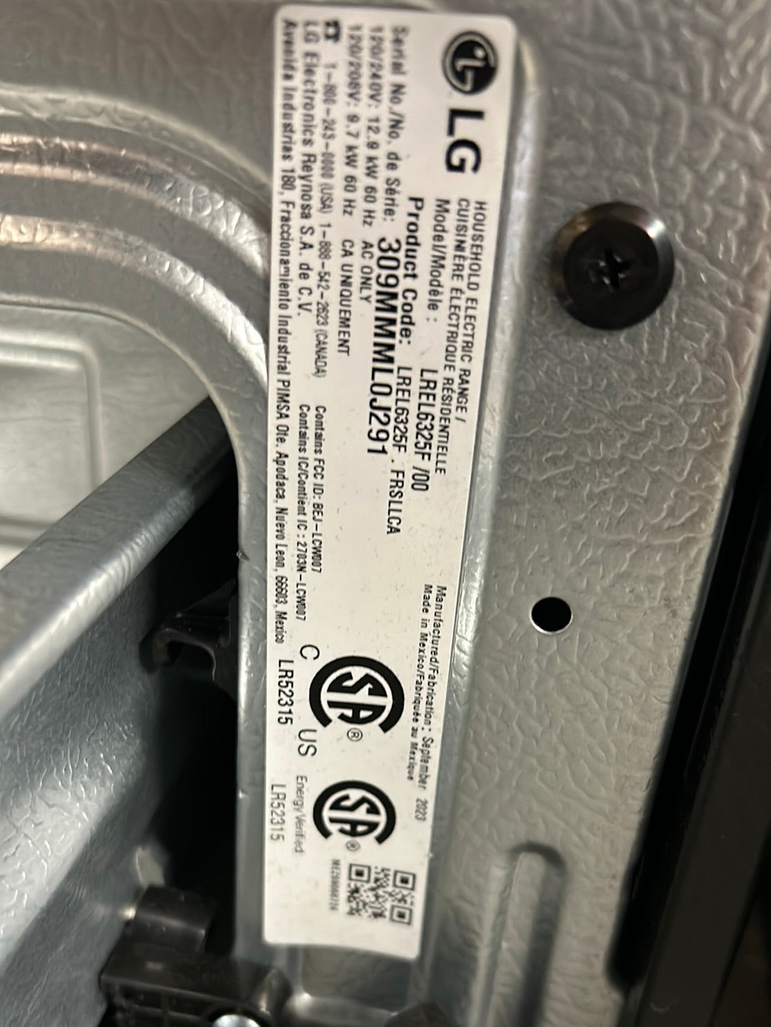 Cuisinière électrique 5 éléments/conv. véritable/friture air 6,3 pi³ 30 po de LG (LREL6325F) - Inox