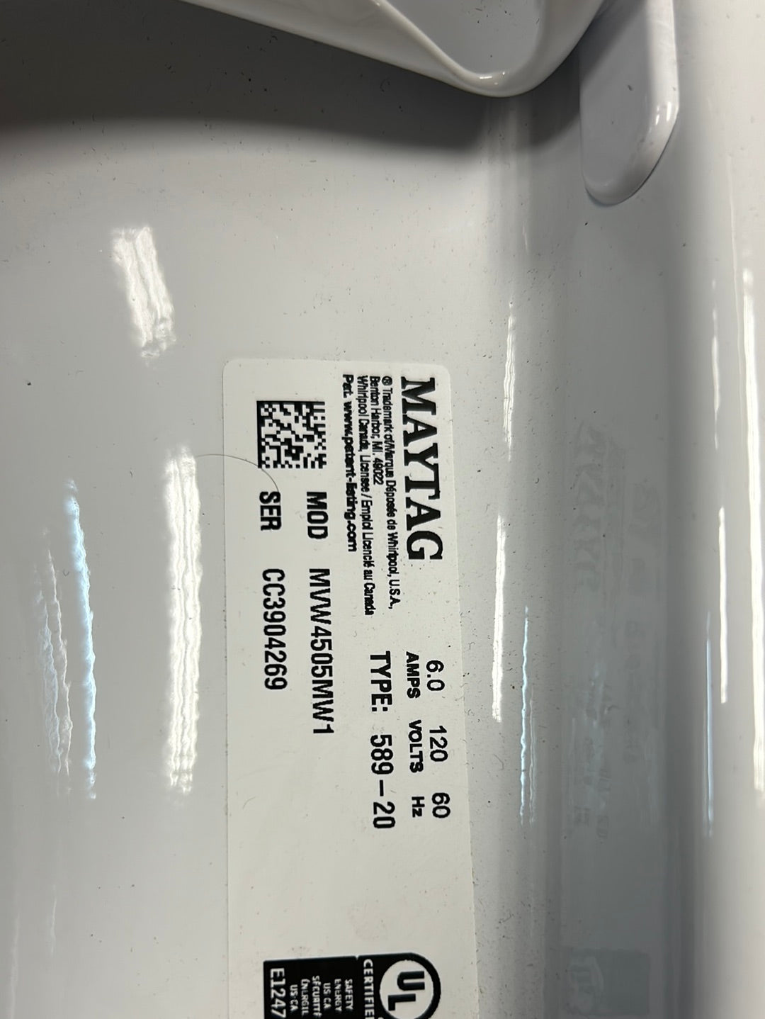 Laveuse à chargement par le haut haute efficacité de 5,2 pi³ de Maytag (MVW4505MW) - Blanc