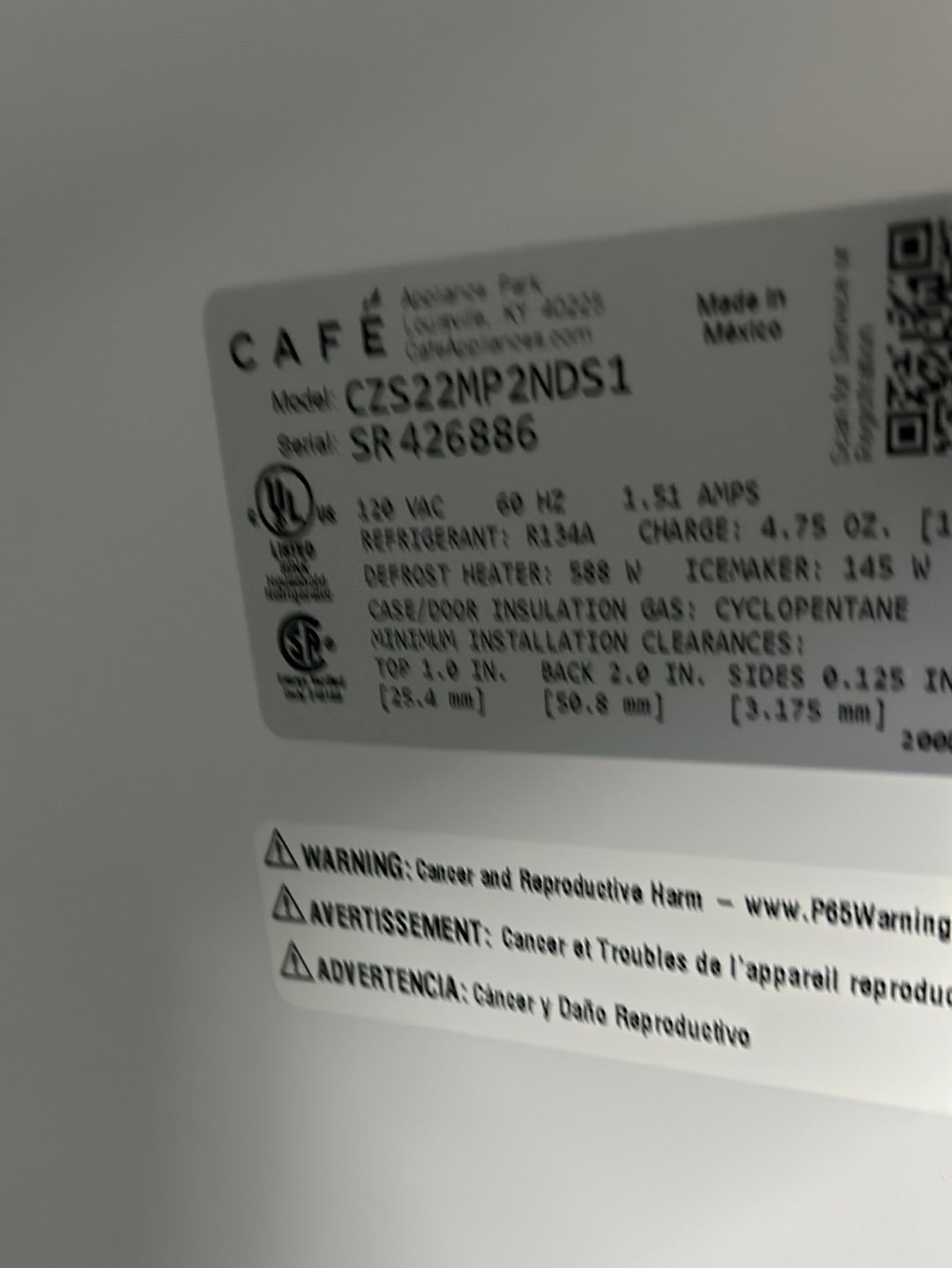 Réfrigérateur à profondeur de comptoir à deux portes 36 po 21,9 pi³ Café (CZS22MP2NS1) - Inox