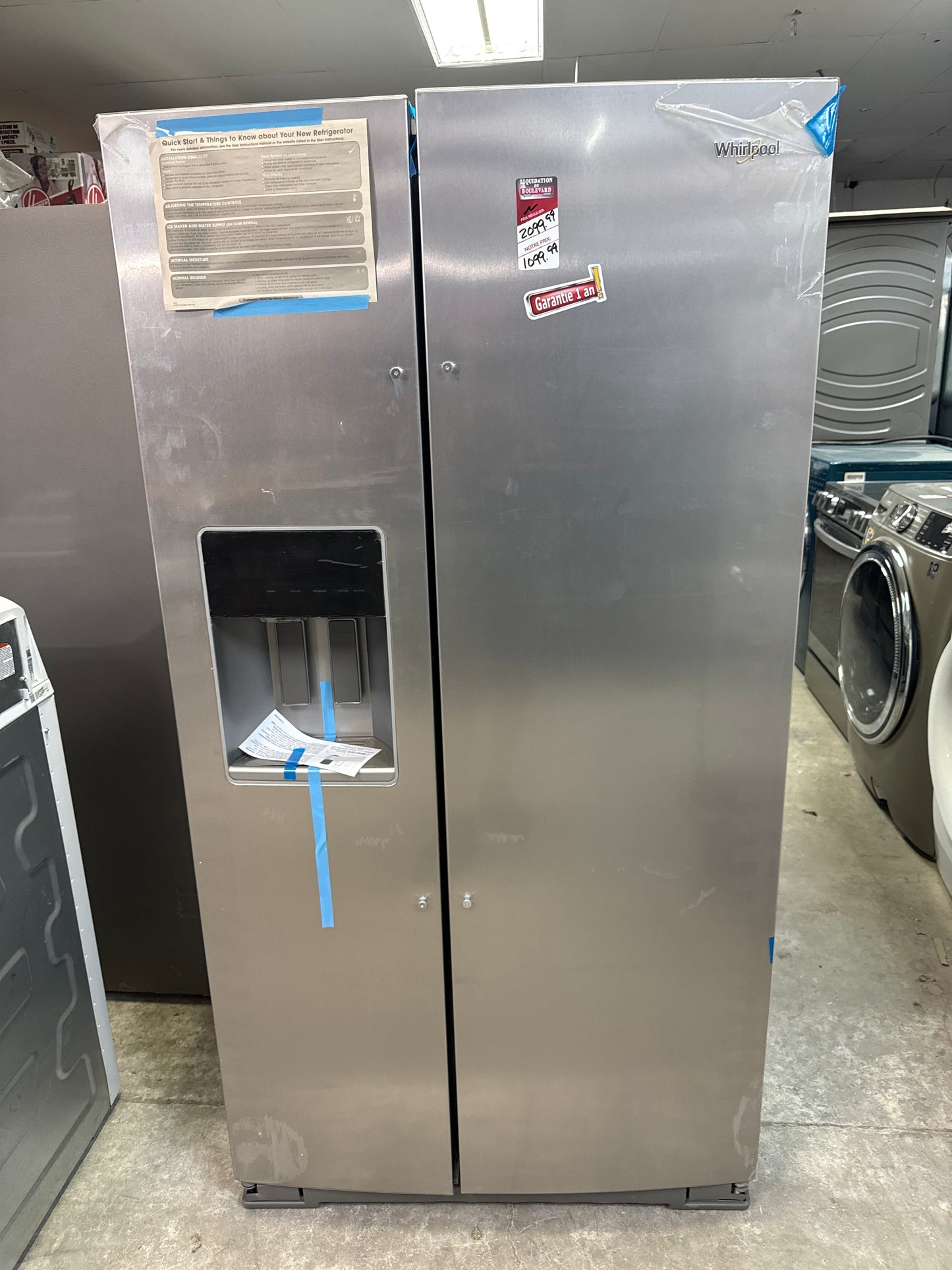 Whirlpool Réfrigérateur côte à côte en acier inoxydable résistant aux traces de doigts - 36 po - 28.7 pi cu WRSF5536RZ