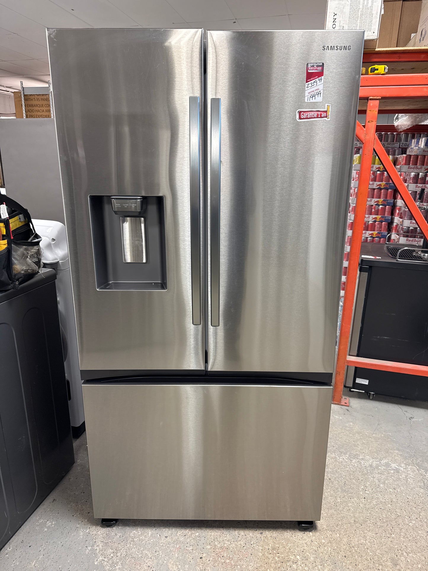 Réfrigérateur à deux portes de 30,5 pi³ et 36 po avec distributeur d'eau et de glaçons de Samsung (RF32CG5400SRAA) - Inox