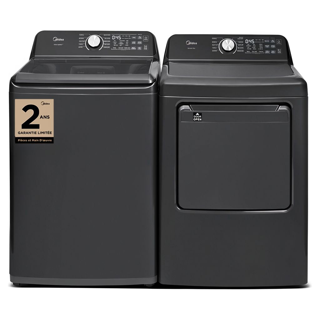 Midea - Ensemble de buanderie : laveuse à chargement par le haut de 4,7 pi³ et sécheuse électrique de 7,0 pi³