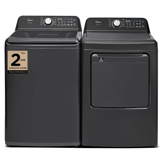 Midea - Ensemble de buanderie : laveuse à chargement par le haut de 4,7 pi³ et sécheuse électrique de 7,0 pi³