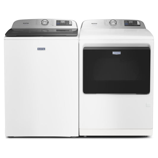Laveuse à chargement par haut HE 6 pi³ et sécheuse électrique 7,4 pi³ de Maytag - Blanc MTW7205RW/YMED7205RW