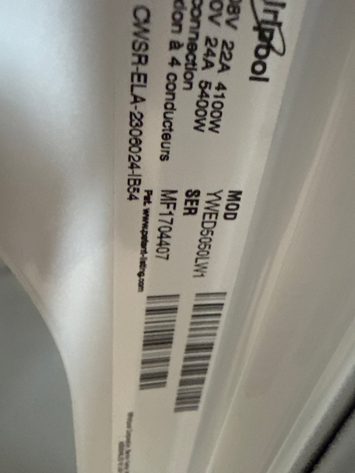 Laveuse à chargement par le haut de 5.4 pi³ et sécheuse électrique de 7.0 pi³ Whirlpool *WTW5057LW/YWED5050LW