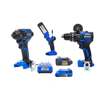 Ensemble de 3 outils XTR de Kobalt, batteries, chargeur et étui solide inclus, moteur sans balai KXLC 3024A-03