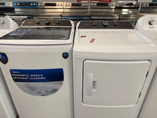 Ensemble Laveuse À Chargement Par Le Haut De 4,7 Pi³ + Sécheuse De 6,7 Pi³ Blanche Midea ( MLV47C3AWW / MLE47C3AWW )
