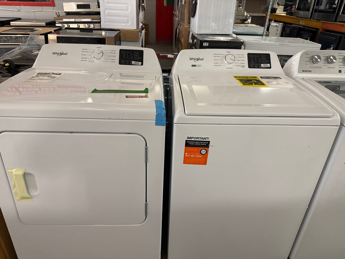 Laveuse à chargement par le haut de 4.8 pi³ et sécheuse électrique de 7.0 pi³ Whirlpool *WTW4107SW/YWED4105SW