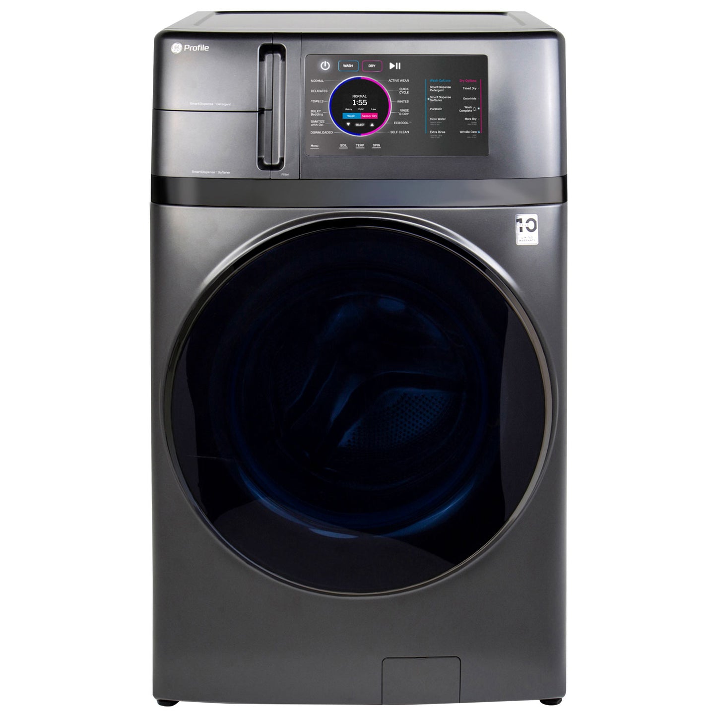 Duo laveuse-sécheuse électrique ultrarapide de 5,5 pi³ de GE (PFQ97HSPVDS) - Graphite carbone