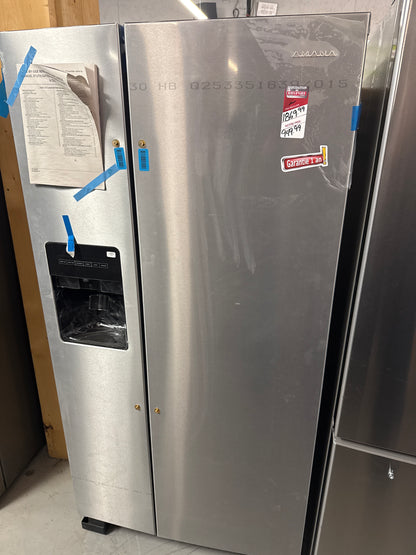 Réfrigérateur à congélateur juxtaposé 21,4 pi³ 33 po d'Amana (ASI2175GRS) - Noir sur inox