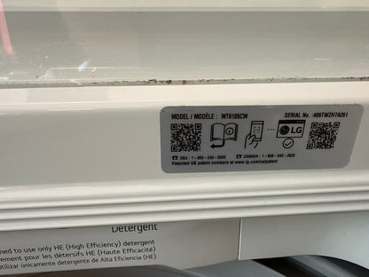 Duo laveuse-sécheuse à chargement par le haut haute efficacité de 4,8 pi³ de LG - Blanc (WT6105CW/DLE6100W)