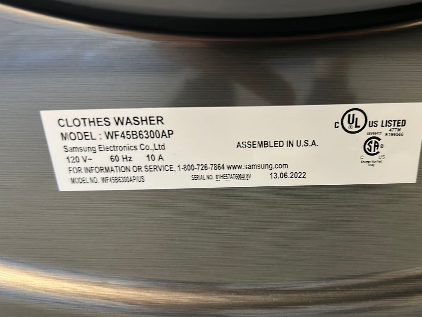 Ensemble Sécheuse électrique à vapeur (DVE45B6305P/AC) et laveuse à vapeur à chargement frontal HE de Samsung (WF45B6300AP/US)  - Platine