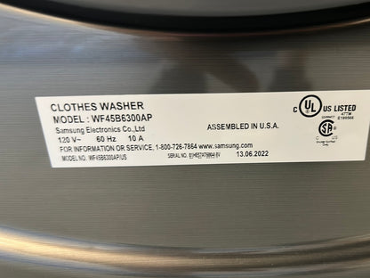 Ensemble Sécheuse électrique à vapeur (DVE45B6305P/AC) et laveuse à vapeur à chargement frontal HE de Samsung (WF45B6300AP/US)  - Platine