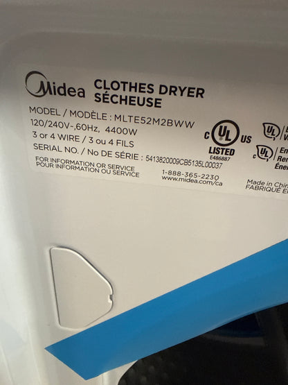 Midea 27” 5 pi cu Laveuse à chargement vertical - MLTW52M2BWW - Midea 27” 7 pi cu Sécheuse électrique – Blanc –MLTEW52M2BWW