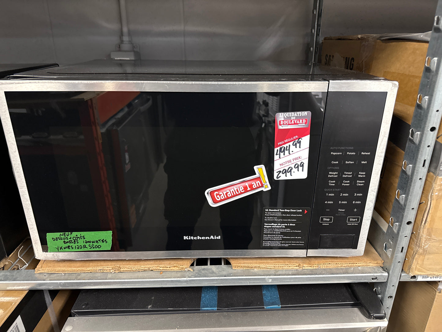 Micro-ondes de comptoir KitchenAid 1100W 1,6 pi³, acier inoxydable YKMCS122RSS