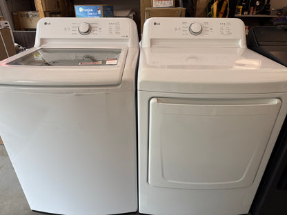 Duo laveuse-sécheuse à chargement par le haut haute efficacité de 4,8 pi³ de LG - Blanc (WT6105CW/DLE6100W)