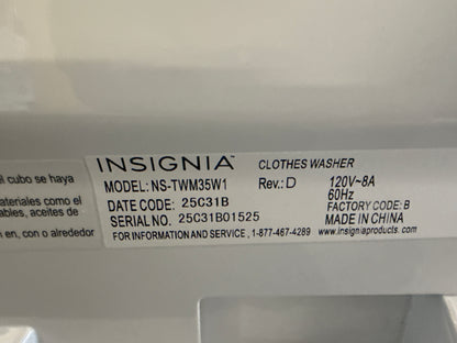 Laveuse à chargement par le haut 12 cycles haute efficacité 4,3 pi³ d'Insignia (NS-TWM35W1) - Blanc
