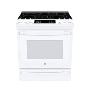 GE Profile Cuisinière à électrique encastrée de 30 po avec friture à air chaud et tiroir de cuisson, blanc PCS940DMWW