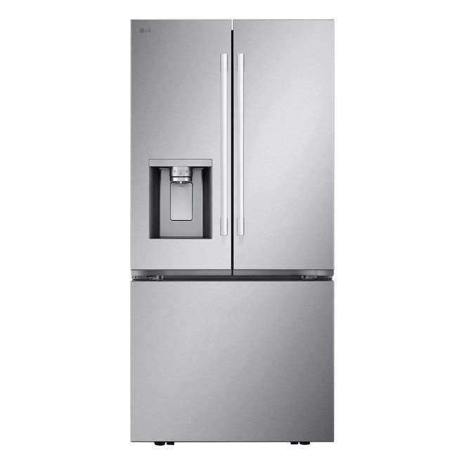 Réfrigérateur à 3 portes 24,5 pi³ 33 po avec distributeur d'eau et de glaçons de LG (LF25S6330S) - Inox