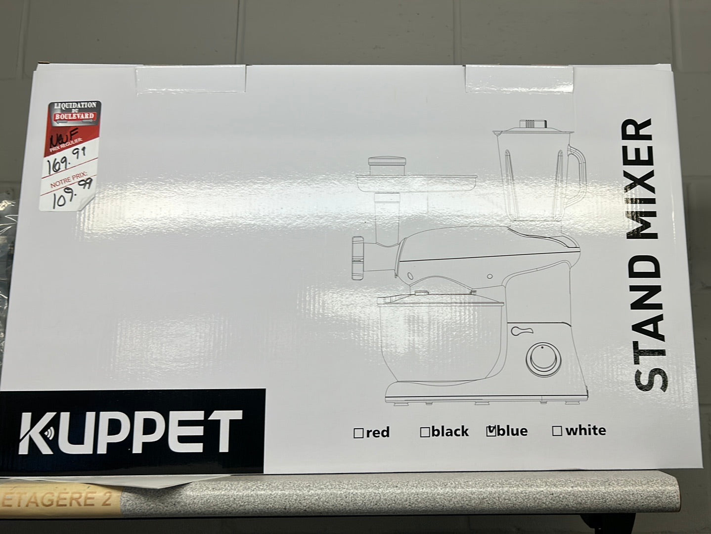 KUPPET Batteur sur socle 3 en 1, mixeur électrique 6 vitesses, mixeur de cuisine à tête inclinable avec hachoir à viande et mélangeur de jus, mixeur alimentaire 6 litres 850 W – Bleu