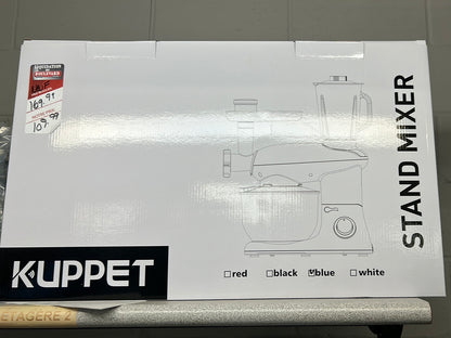 KUPPET Batteur sur socle 3 en 1, mixeur électrique 6 vitesses, mixeur de cuisine à tête inclinable avec hachoir à viande et mélangeur de jus, mixeur alimentaire 6 litres 850 W – Bleu