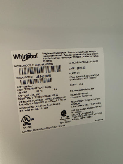Congélateur vertical de 20 pi3 de Whirlpool (WZF79R20DW) - Blanc